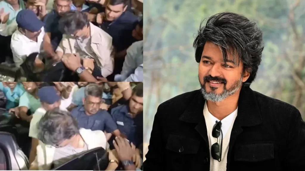 Thalapathy Vijay was mobbed by fans at the Chennai airport.