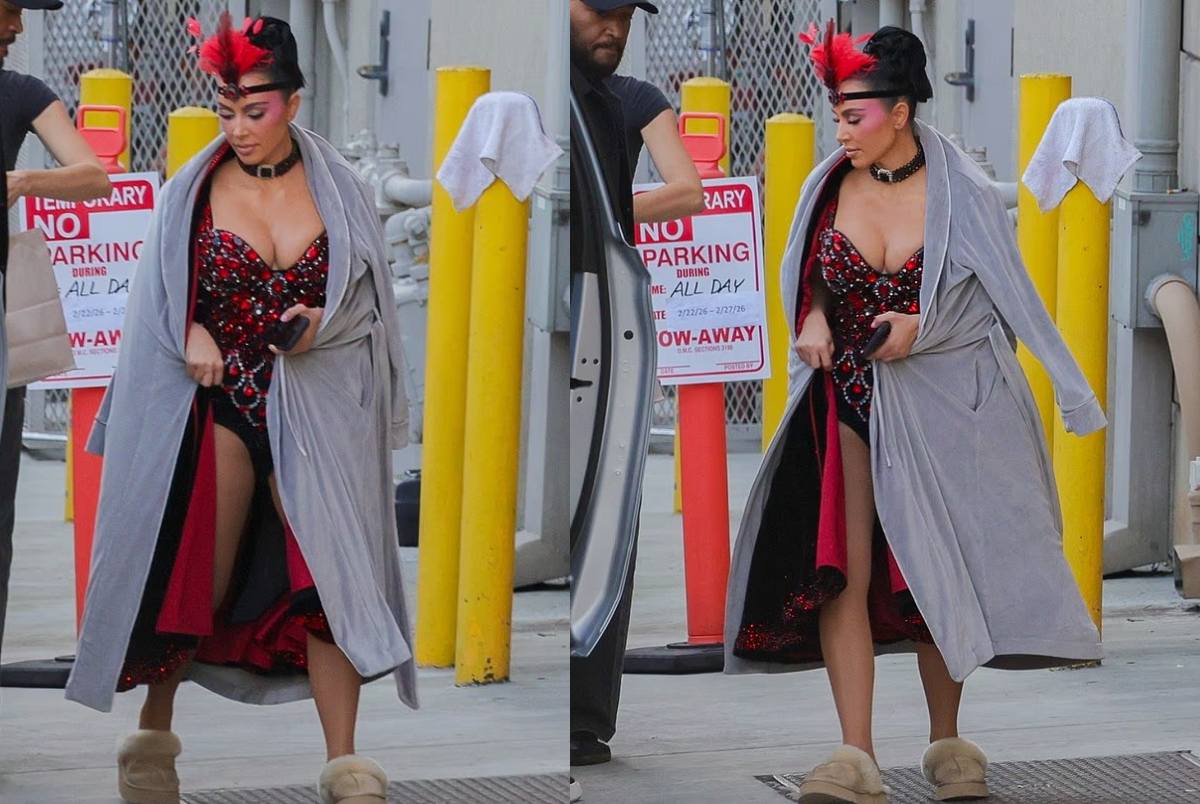 Kim Kardashian’s ‘showgirl’ look on movie set